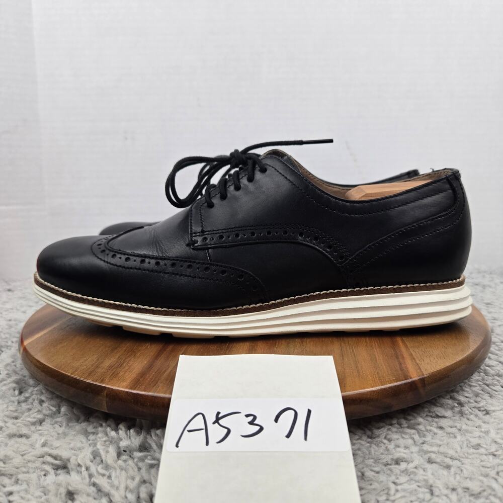 Cole Haan Mens 10.5M OriginalGrand Black Leather Wingtip Brogue Casual Oxford